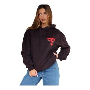 NWT White Fox Don’t Waste My Time Cherry Bomb Hoodie Charcoal Red Size S/M